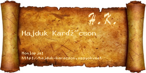 Hajduk Karácson névjegykártya